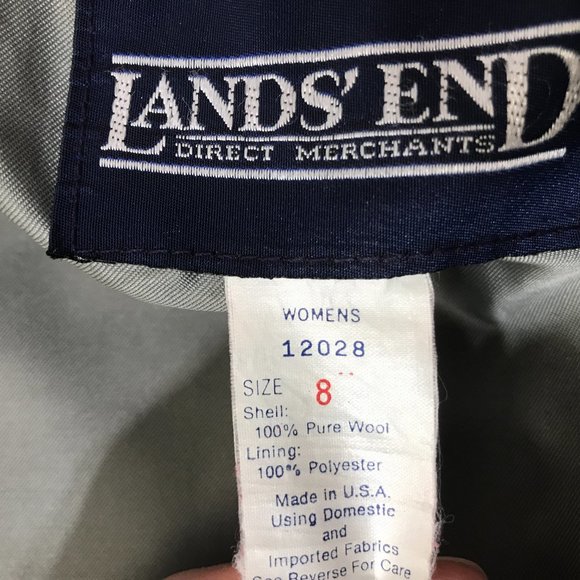 Vtg USA Lands' End Direct Merchants Red Wool Anchor Button Peacoat Jacket 8 S - Picture 13 of 14